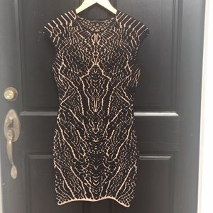 RVN Bodycon dress in black and tan